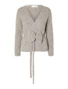 Selected Slfgabella Ls Knit Bow Cardigan Grå