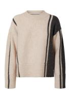 Selected Slfalva Ls O-Neck Knit Beige