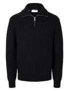 Selected Slhland Ls Knit Half Zip Svart