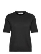 Selected Slflura Lurex 2/4 Knit O-Neck Svart