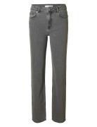 Selected Slfalice Mw Straight Eloise Grey Jeans Grå
