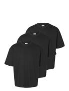 Selected Slhlooseoscar Ss O-Neck Tee 3 Pack Svart