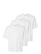 Selected Slhlooseoscar Ss O-Neck Tee 3 Pack Vit