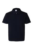 Selected Slhsander Seersucker Zip Ss Polo Marinblå