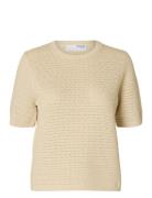Selected Slfvinna Ss Structure Knit O-Neck Noos Kräm