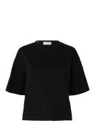Selected Slfpenny Ss Embroidered Tee Svart