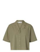 Selected Slfblair Ss Cropped Shirt B Khaki Green