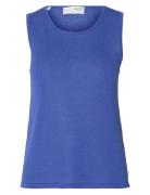 Selected Slfmoon Sus Sl Knit Top B Blå