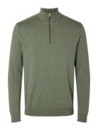 Selected Slhberg Half Zip Cardigan Noos Grön