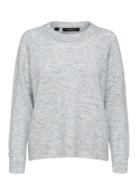 Selected Slflulu Ls Knit O-Neck Noos Grå