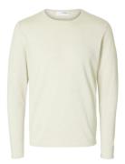 Selected Slhrome Ls Knit Crew Neck Kräm