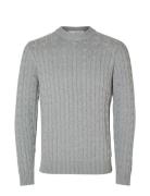 Selected Slhryan Structure Crew Neck Grå