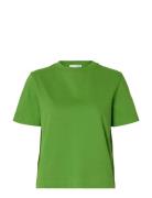 Selected Slfessential Ss Boxy Tee Noos Grön