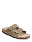 Selected Slhbastian Suede Strap Slider B Grön