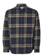 Selected Slhslimowen-Flannel Shirt Ls Noos Marinblå