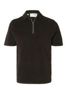 Selected Slhrelax-Terry Ss Zip Polo Ex Svart