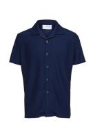 Selected Slhloose-Plisse Resort Ss Shirt Ex Marinblå