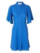 Selected Slfgulia 2/4 Short Shirt Dress Blå