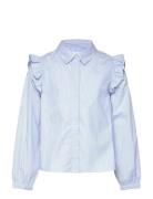 Mango Shirt With Ruffle Detail Blå