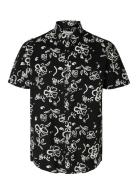 Selected Slhregnew-Linen Shirt Ss Classic W Svart