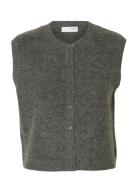 Selected Slflulu Sl Button O-Neck Vest Noos Grå