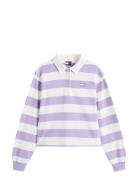 Tommy Jeans Tjw Rlx Sh Stripe Badge Rugby Lila