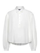 Polo Ralph Lauren Pleated Cotton-Silk Shirt Blå