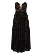 Bardot Opal Volume Lace Midi Dress Svart