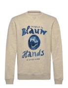 Scotch & Soda Denim Washed Artwork Sweatshirt Kräm