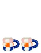Balvi Set Of 2 Ceramic Coffee Cups Floats Multi/patterned