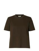 Selected Slfessential Ss Boxy Tee Noos Brun