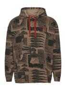 Scotch & Soda Loose-Fit Overdyed All-Over Printed Hoodie Beige