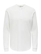 ONLY & SONS Onstobie Reg Ls Henley Tee Noos Vit