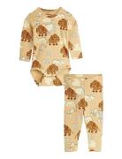 Mini Rodini Mammoth Aop Baby Set Beige