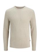 Jack & J S Jjeemil Knit Cable Crew Neck Noos Kräm