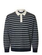 Selected Slhtray Ls Knit Merino Relaxed Polo Marinblå