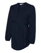 Mamalicious Mlelva Lia L/S Wo Top 2F Marinblå