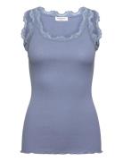 Rosemunde Rwbabette Silk Sl U-Neck Long Lace Blå