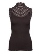 Rosemunde Silk Top W/ Lace Brun