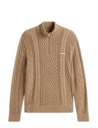 Tommy Jeans Tjm Slim Badge Cable Qrtr Zip Beige
