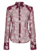 ROTATE Birger Christensen Mesh Fitted Shirt Rosa