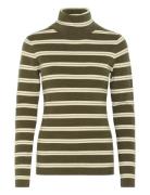 Soaked In Luxury Slspina Striped Rollneck Khaki Green