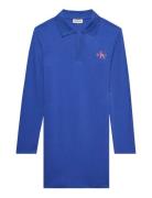 Calvin Klein Jeans Ls Monologo Rib Polo Mini Dress Blå