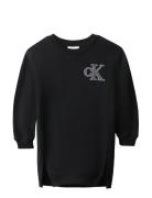 Calvin Klein Towling Monogram Terry Ls Dress Svart