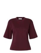 Selected Slfmesa Ss Tee Burgundy