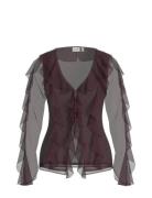 Vila Vifalia L/S Frill Kimono Top/Ka Brun