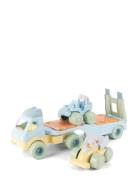 Dantoy Pastel Recycled Dump Truck+2 Cars Plastic Wheels Multi/patterne...
