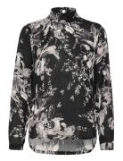 Kaffe Kaamber Smock Blouse Printed Svart