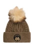 Superdry Cable Luxe Knit Beanie Hat Beige