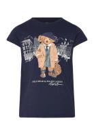 Ralph Lauren Kids Polo Bear Cotton Jersey Tee Marinblå